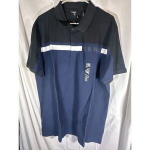 DKNY Men's Polo Shirt Color Block Short Sleeve Casual Top, Size XL, NWT